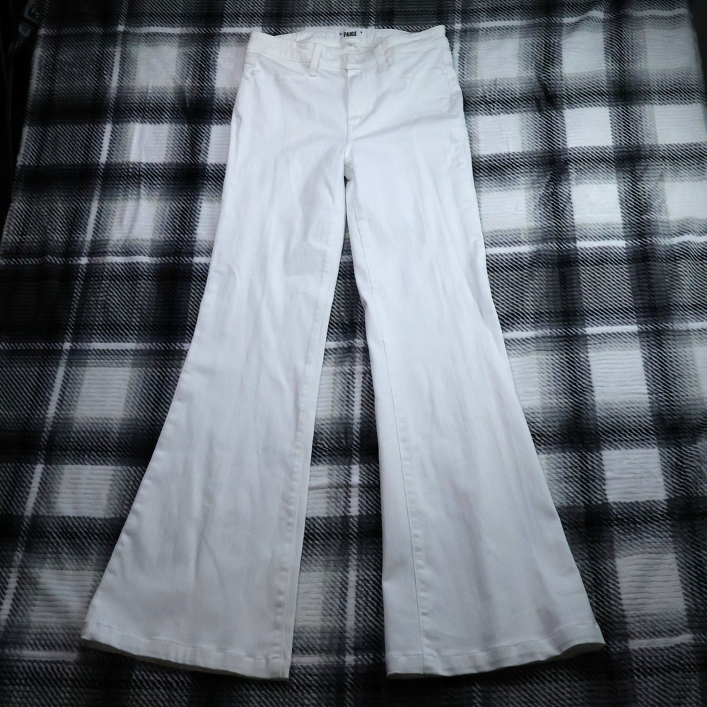 PAIGE White High Rise Flare Jeans Size 29x34" Wide Leg Denim Made in USA